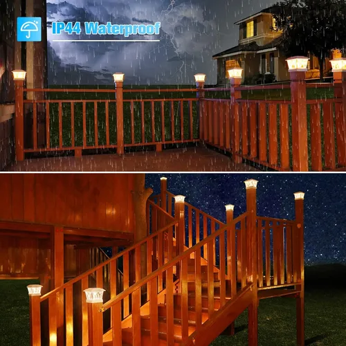 Miniatura 7 de VOLISUN Paquete de 4 luces solares para postes para exteriores, con bombillas LED Edison, 2 ajustes de brillo, luces para poste de valla alimentadas