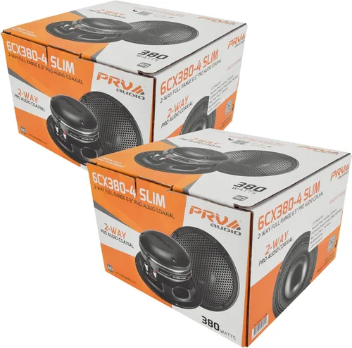 Miniatura 9 de PRV AUDIO Altavoz coaxial poco profundo de audio para automóvil de 6.5", 2X altavoces delgados 6CX380-4 con driver de tweeter incorporado y rejilla
