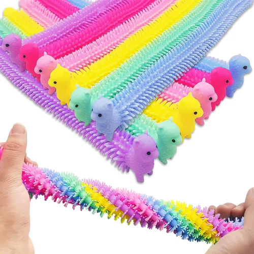 18 piezas de juguetes de cuerda elástica, juguete sensorial de alpaca, fideos para apretar para niños, niñas, adultos, regalos de fiesta de