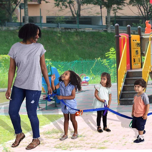Miniatura 3 de Cuerda de caminar para niños pequeños, asas coloridas para niños en edad preescolar, uso al aire libre, capacidad para 12 niños y 2 profesores (azul)