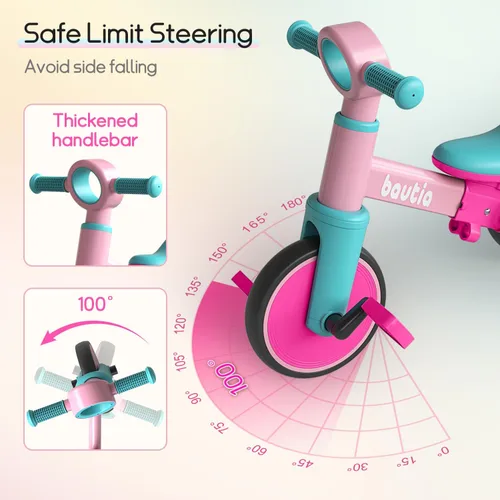 Miniatura 5 de Bautia Triciclo para niños con mango de empuje para niños pequeños de 1 a 4 años, regalo para niños y niñas, bicicleta de equilibrio 5 en 1