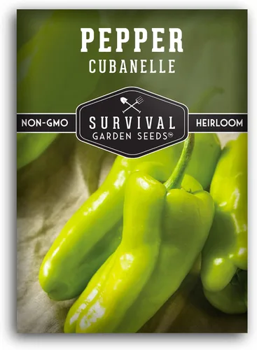 Cubanelle - Semillas de pimiento para plantar – Pimientos dulces italianos y caribeños (Aji Cubanela) – Variedad reliquia suave de pared fina sin