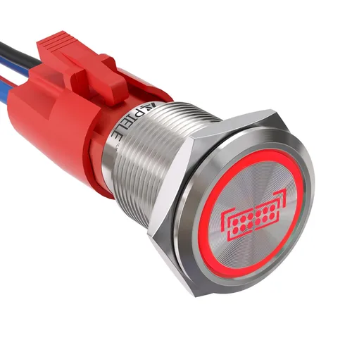 Miniatura 18 de APIELE Interruptor de botón de presión para barra de luz LED, encendido/apagado SPST, acero inoxidable, 10A, 12V, 24VDC, precableado, 19mm, 0.74