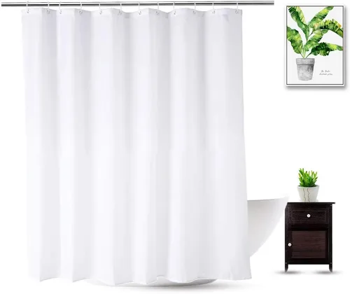Miniatura 14 de Cortina de ducha de 36 x 72 pulgadas, repelente al agua, juego de cortinas de ducha de tela blanca pequeña para spa hotel, lavable a máquina