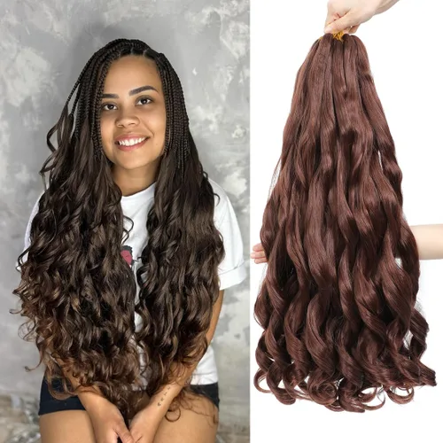 Miniatura 8 de WIPPORYA Cabello Rizado Francés para Trenzar de 24 Pulgadas, 6 Paquetes de Cabello Ondulado Suelto Elástico para Crochet Pre-Estirado 3.53