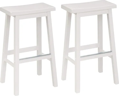 Miniatura 11 de Amazon Basics Taburetes de bar de madera maciza para isla de cocina con reposapiés, 24 pulgadas de altura, negro, juego de 2