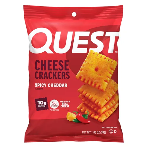 Quest Nutrition - Galletas de queso cheddar picante, 0.35 oz de proteína, bajas en carbohidratos, hechas con queso real, 12 unidades (bolsas de 1.06