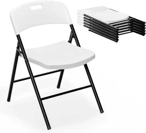 Miniatura 18 de VINGLI Sillas plegables, silla plegable de plástico, capacidad de hasta 350 libras, asientos portátiles para interiores y exteriores, eventos, Negro