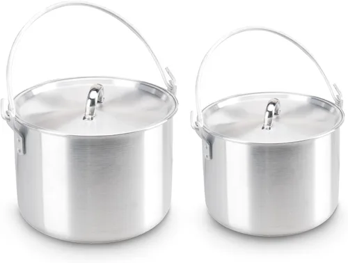 Miniatura 10 de AceCamp Juego de ollas de cocina ligeras de aluminio anidadas con tapa y mango plegable - 4L, 8L, 12L