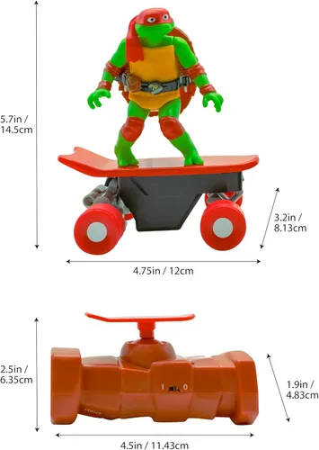 Miniatura 10 de Tortugas Ninja Mutantes Adolescentes Juguetes, Raphael Half Pipe RC Vehículo de Patineta con Trucos, Control Remoto de 2.4 GHz Juguetes de Tortugas