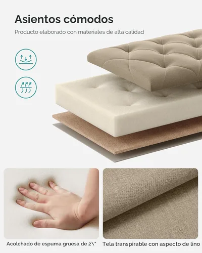 Miniatura 5 de SONGMICS Banco otomano de almacenamiento, reposapiés con patas, 15.7 x 43.3 x 15.7 pulgadas, banco de extremo de cama, baúl de almacenamiento, carga