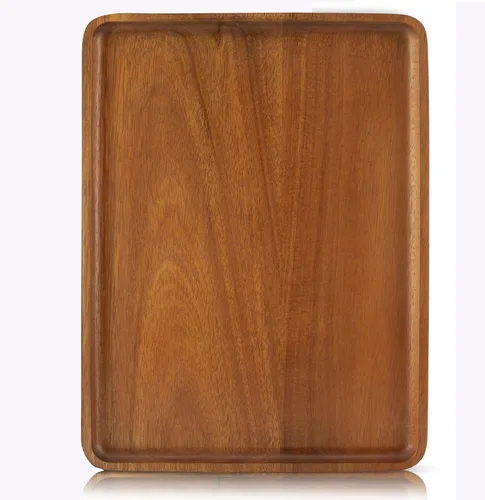Miniatura 9 de 1 bandeja rectangular de madera de acacia maciza de 13 x 9 pulgadas, tablero de madera natural para bar, fiesta de café