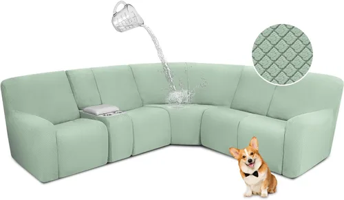 Miniatura 15 de ALIECOM Funda para Consola Central de Sillón Reclinable, Funda Elástica para Sofá Seccional Reclinable en Forma de L, Funda de Esquinas para Sofá