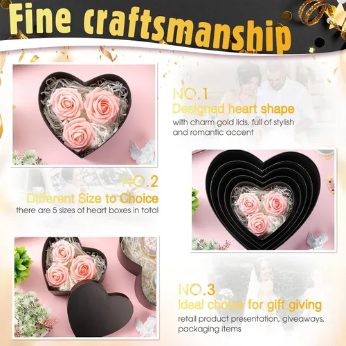 Miniatura 3 de Harloon 5 cajas en forma de corazón para arreglos florales, cajas de regalo, caja de corazón con tapas para el día de San Valentín, dama de honor