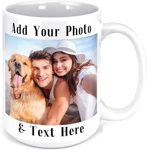 Miniatura 5 de Juego de tazas personalizadas con imagen y nombre: Tazas personalizadas de porcelana a juego para compromiso de boda, boda, San Valentín, novio