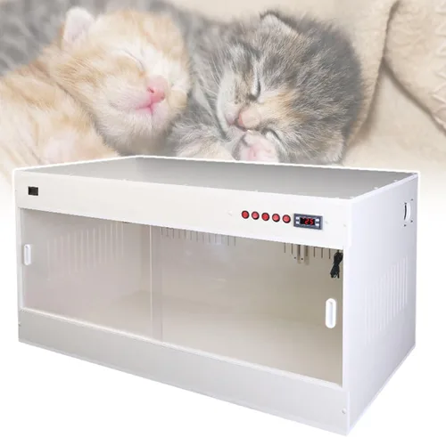 Caja de incubadora de mascotas de calefacción eléctrica, incubadora de gatitos, con iluminación LED, caja de alambre sellada, control de botón