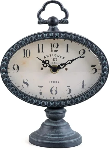 NIKKY HOME Reloj de mesa vintage con cuentas, reloj de escritorio para estante a pilas de diseño rústico, decoración chic para chimenea, escritorio,