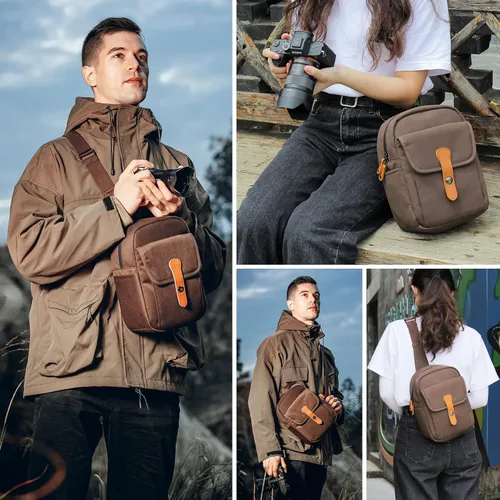 Miniatura 5 de Besnfoto Bolsa de cámara pequeña DSLR Sling Bag Mochila para fotógrafo Cámara impermeable Bolsa de hombro Bolso compacto para calle