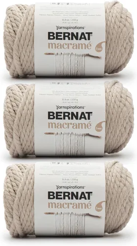Miniatura 10 de Bernat - Hilo para macramé color negro, paquete de 3 de 250 g/8.8 oz - Algodón - #6 súper esponjoso - Tejido de punto, ganchillo y manualidades