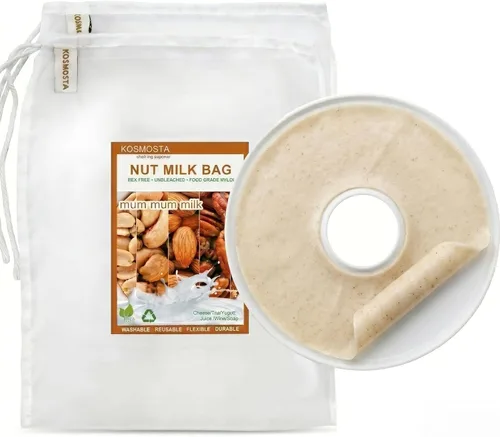 Miniatura 10 de Paquete de 2 bolsas de leche de nuez con hojas de rollo de frutas, bolsas reutilizables de nailon para coladores de alimentos de 100 micras, bolsas