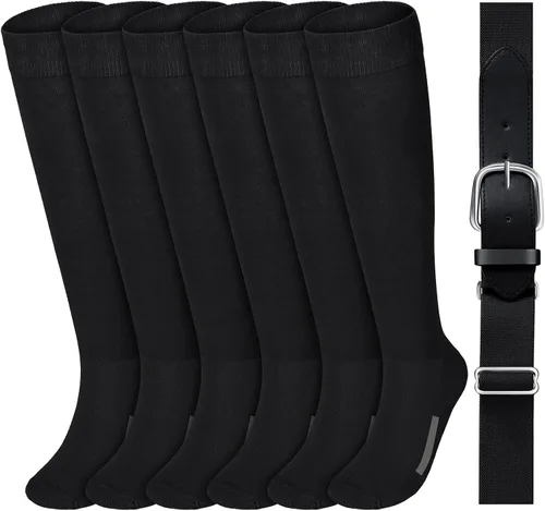 Miniatura 9 de Haysandy Juego de 3 calcetines y cinturón de béisbol o sóftbol con cinturón de béisbol para niños, niñas, jóvenes y adultos