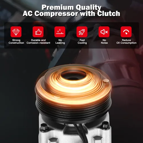 Miniatura 4 de cciyu Compresor de CA compatible con Kia Sedona 3.5L 02 03 04 05 Sustituye al compresor de CA para coche 6 ranuras HS18