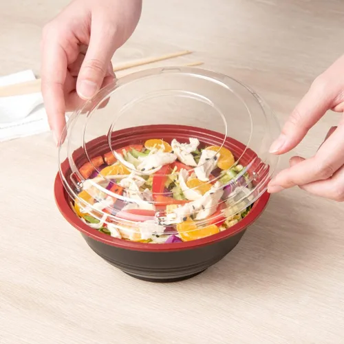 Miniatura 6 de Restaurantware Tazones de plástico para alimentos de 18 onzas, 200 recipientes desechables con tapa, aptos para Mircowave, sin BPA, cuencos