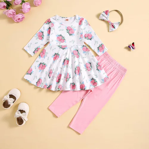 Miniatura 2 de Aruzig Conjunto de ropa con camisa y pantalones florales para niñas pequeñas