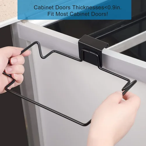 Miniatura 3 de Soporte Grande de Acero Inoxidable para Bolsas de Basura para Puertas y Armarios de Cocina, Negro