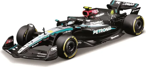 Bburago - Mercedes AMG Petronas W15 Lewis Hamilton # 44 2024 - Modelo realista a escala 1:43, conducido por Lewis Hamilton, licencia oficial de