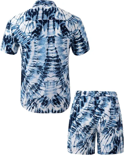 Miniatura 3 de Atwfo Camisas hawaianas casuales con botones y manga corta para hombre, pantalones cortos estampados de verano, playa, tropicales, hawaianos, trajes