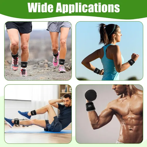 Miniatura 6 de Hollowfly Juego de 4 pares de pesas ajustables para tobillo y pierna para mujeres y hombres, 1 libra y 2 libras de peso para muñeca, brazo, fitness