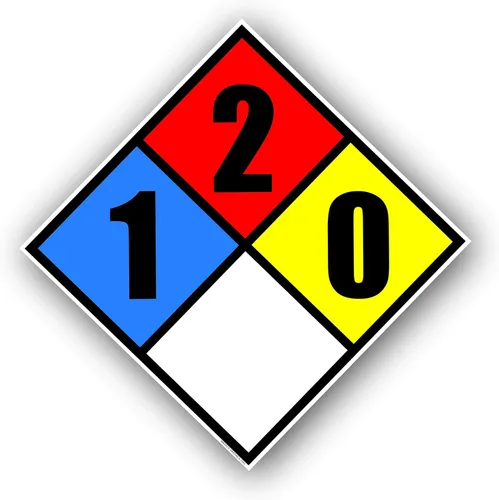 NFPA 704 Diamond 1-2-0-0 - Etiqueta adhesiva | Vinilo de 10 pulgadas para materiales peligrosos de respuesta de emergencia