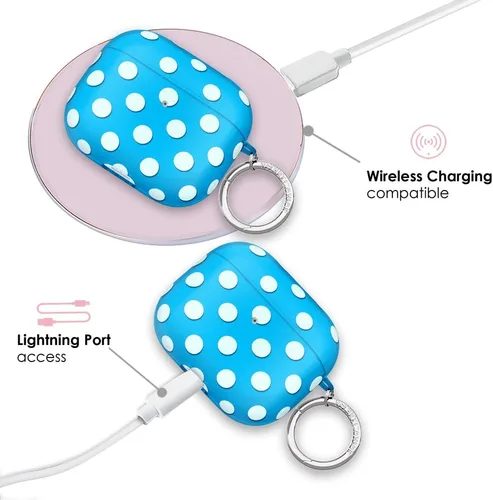 Miniatura 5 de Velvet Caviar Compatible with AirPods 3rd Generation Case with Keychain - Cute Protective Hard AirPod 3 Cases for Women - Blue Aquamarine Polka Dot