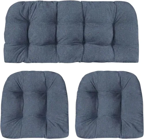 Miniatura 111 de RSH DECOR: Sunbrella 3-Piece Tufted Wicker Cushion Set 44" x 22" & 22" x 22" Outdoor Loveseat & U-Shaped Seat Cushions Crafted with