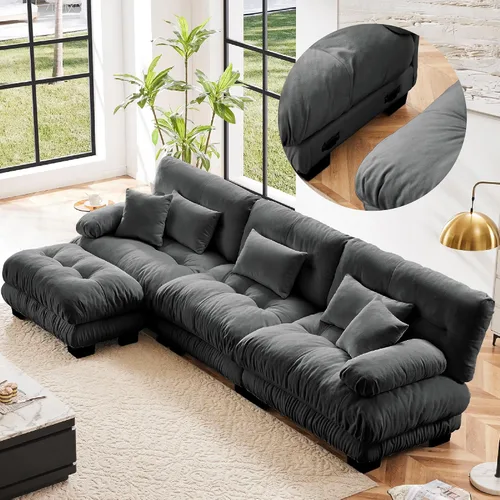 Miniatura 40 de KEIKI Sofá modular de 94 pulgadas con 4 almohadas, cómodo juego de sofá biplaza Cloud para sofá de asiento profundo suave y profundo, sofá biplaza