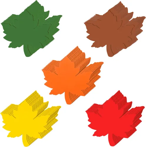 60 piezas de hojas de arce, hojas de otoño de papel de 4 pulgadas, recortes de hojas de otoño de colores surtidos para árbol agradecido, decoración