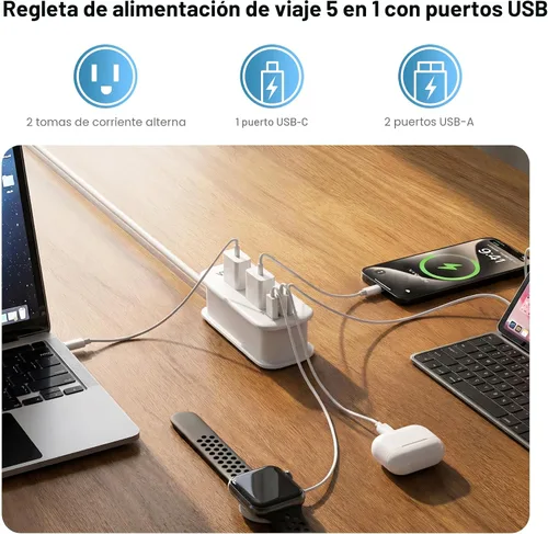 Miniatura 4 de VYLEE Adaptador de viaje universal con cable de extensión de 6 pies, adaptador de corriente internacional para Europa, Reino Unido, EE. UU.