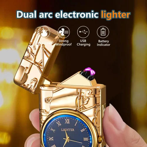 Miniatura 2 de GADATOP Encendedor de vela - Encendedor de arco eléctrico multifuncional, resistente al viento, iluminación LED de esfera luminosa de metal de moda