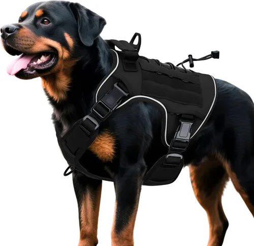 Miniatura 35 de Arnés táctico para perros grandes, chaleco reflectante ajustable sin tirones con sistema Molle, control de grado militar K9 para entrenamiento
