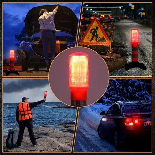 Miniatura 5 de Leumoi Paquete de 8 luces de emergencia para carretera, luces LED de advertencia para carretera, luces rojas brillantes para vehículos