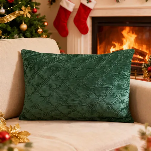 Miniatura 12 de Funda de Almohada Decorativa 18x18 1 Pieza Funda de Almohada Cuadrada de Terciopelo Suave Amigable con la Piel Proceso Cruzado Fundas de Cojín Verde