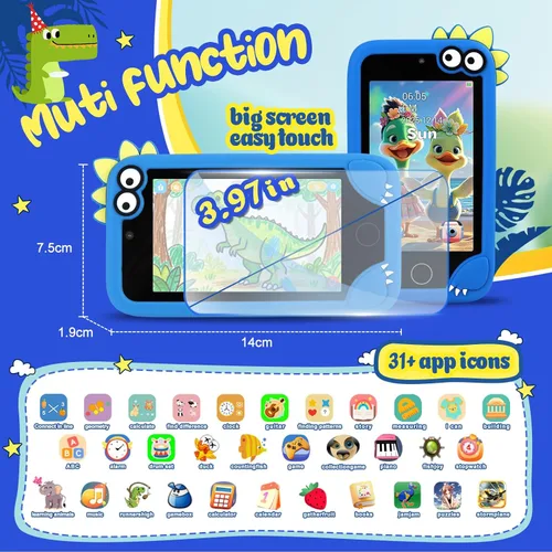 Miniatura 2 de Juguete de teléfono celular para niños, teléfono inteligente de aprendizaje educativo para niños pequeños de 3 a 10 años con pantalla táctil de 3.97