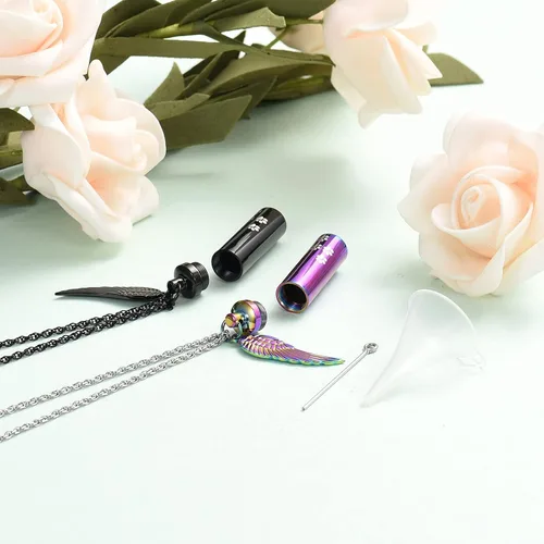 Miniatura 4 de shajwo Joyería de cremación, collares de urna con estampado de pata para cenizas humanas de mascotas, colgante de urna cilíndrica, recuerdo, collar