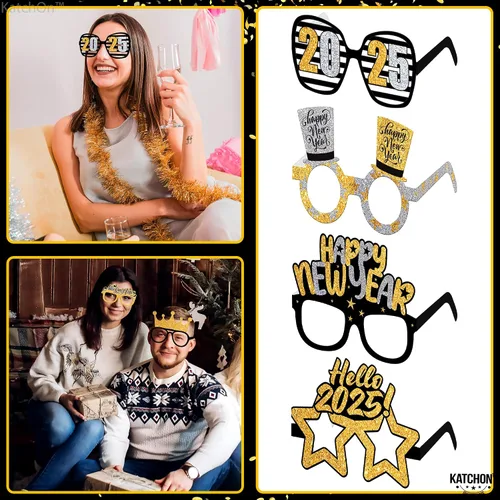 Miniatura 6 de KatchOn Gafas de Año Nuevo 2025 – Paquete de 12 Suministros para fiestas NYE 2025, gafas de sol de feliz año nuevo 2025, decoraciones