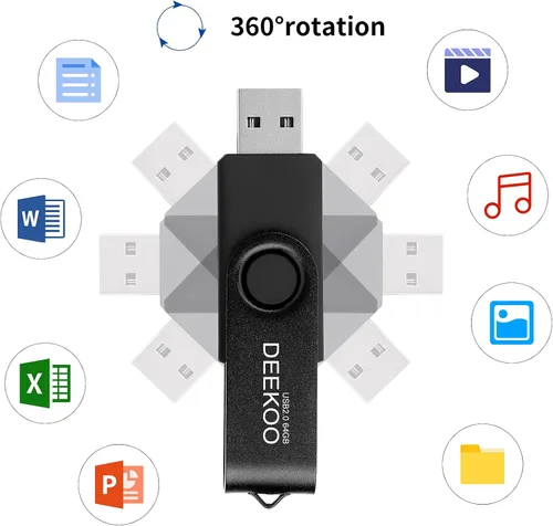 Miniatura 2 de Memoria USB 2.0 de 64 GB, unidades flash USB 2.0 de 64 GB, colores mezclados: negro y verde