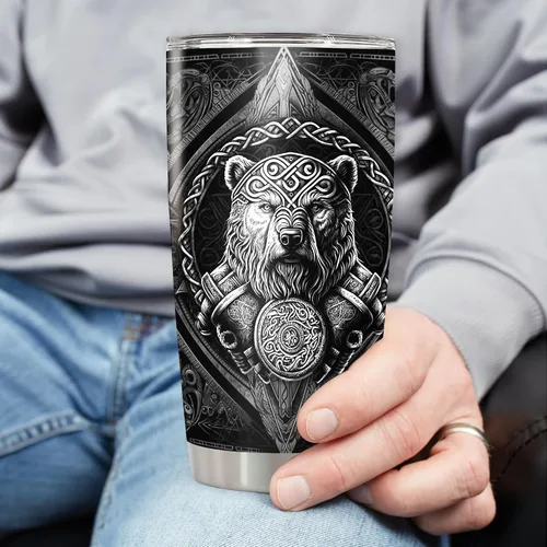Miniatura 3 de Vaso vikingo personalizado estilo bandera de Estados Unidos, nombre personalizado, doble pared aislada al vacío, taza de 20 onzas, 30 onzas
