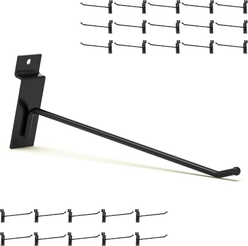 Miniatura 13 de Ganchos de Pared Ranurada Negros de 10 Pulgadas 25PC, Accesorios de Pared Ranurada Resistentes, Colgador de Herramientas de Pared Ranurada