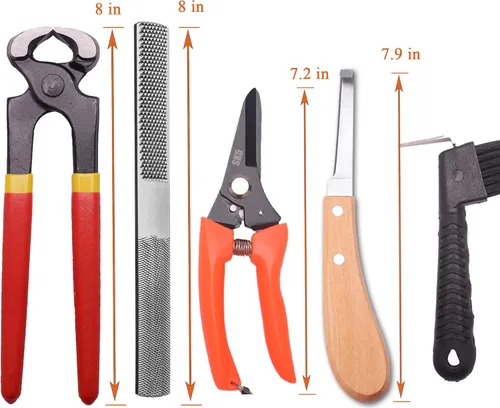 Miniatura 4 de Kit de herramientas de herrador de 8 pulgadas (7 piezas) Mini Rasp Hoof File Cabra Cerdo Equino Metal Tijeras Profesionales Herradores Hoof Hoof