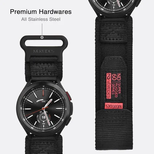 Miniatura 5 de Nereides Correa compatible con Samsung Galaxy Watch 7 6 5 4 de 1.575 pulgadas, 1.732 pulgadas, Watch 6 4 Classic/Watch 5 Pro/Watch 3 Classic de Negro